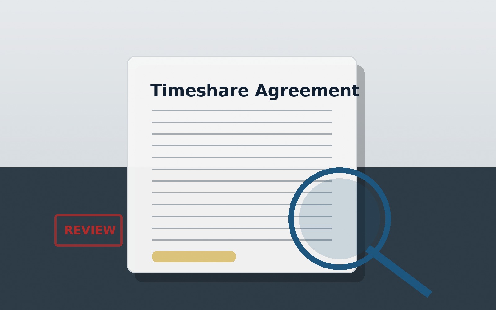 Close-up of timeshare contract review documents